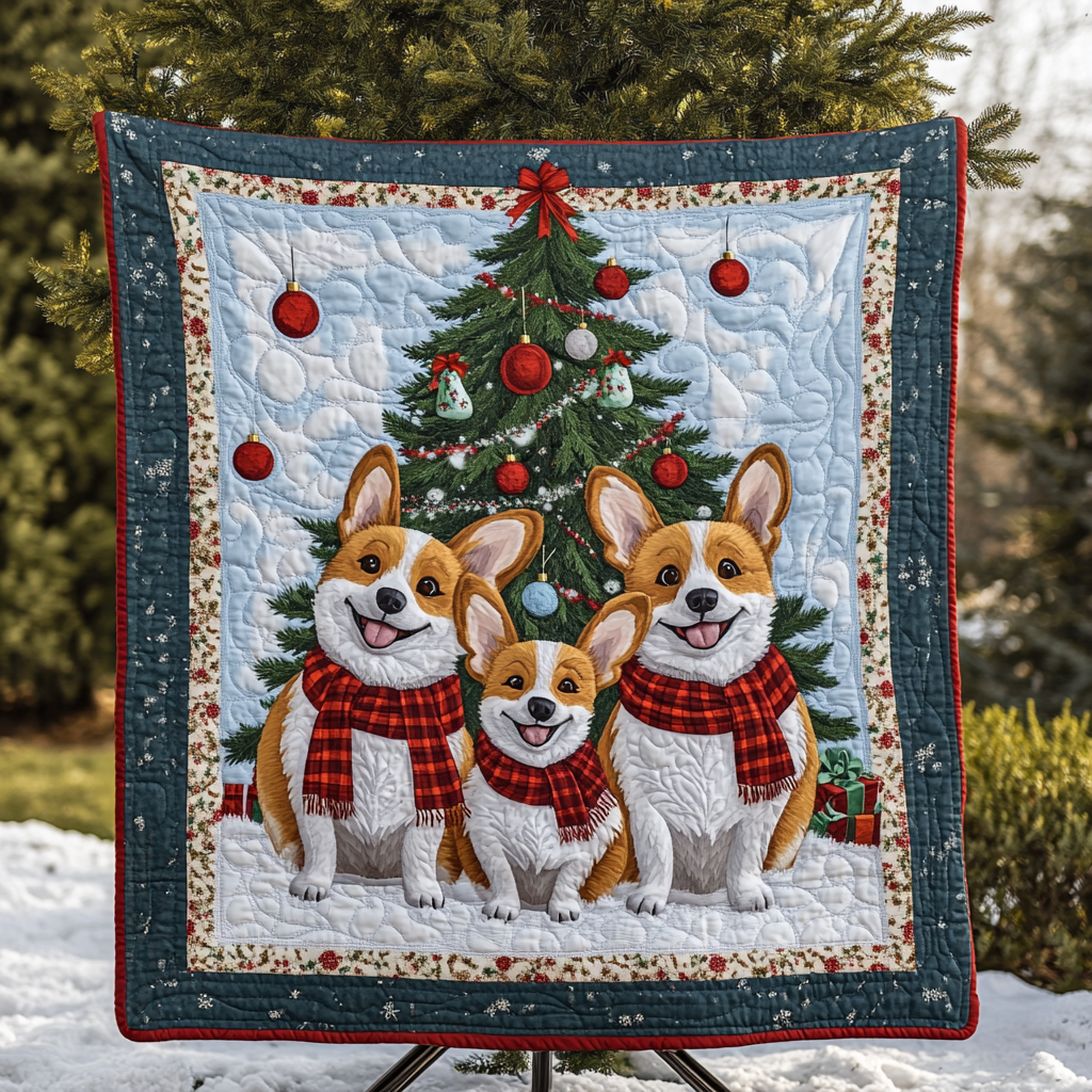 Corgi Christmas Magic Quilted Blanket - Throw (55" x 60")