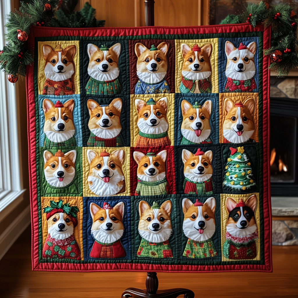 Corgi Christmas Parade Quilted Blanket - Throw (55" x 60")