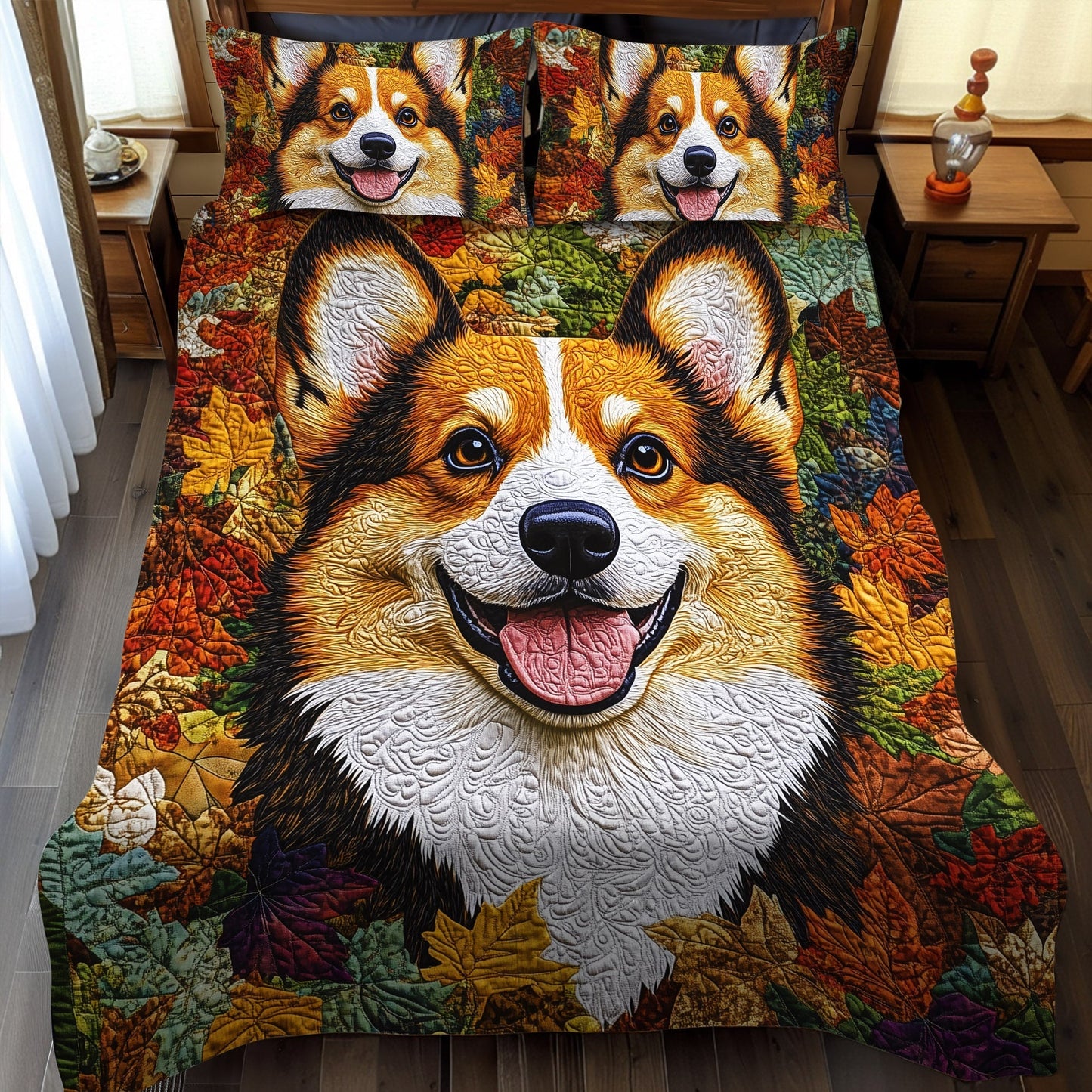 Corgi Comfort 3-Piece Quilted Bedding Set - Single (59" x 70")