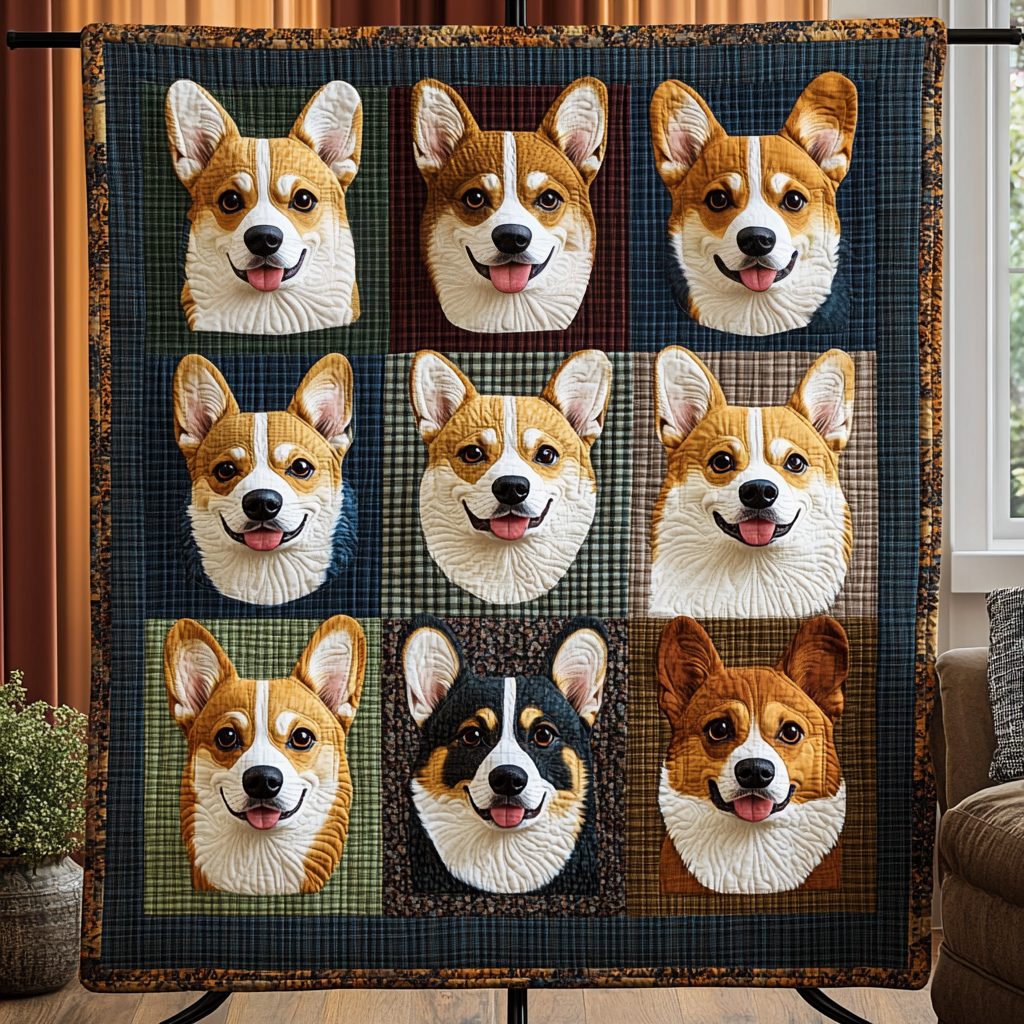 Corgi Crew Quilted Blanket - Throw (55" x 60")