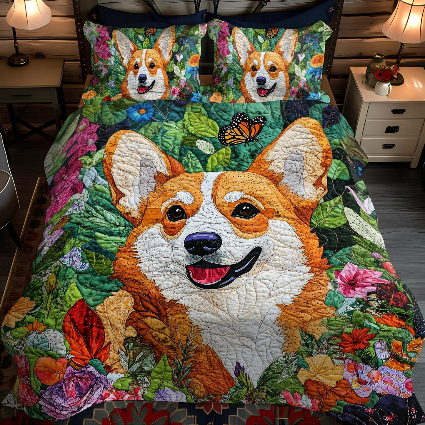 Corgi Dreams 3-Piece Quilted Bedding Set - Single (59" x 70")