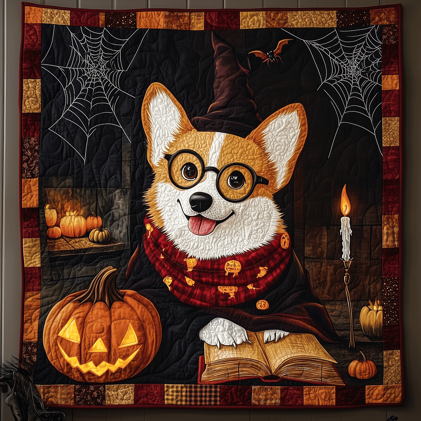 Corgi Haunted Hideaway Quilted Blanket - Throw (55" x 60")