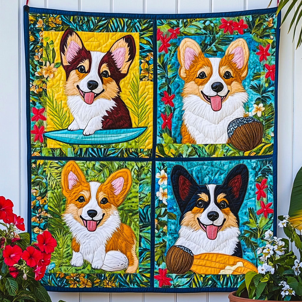 Corgi Island Quilted Blanket - Baby (30" x 40")