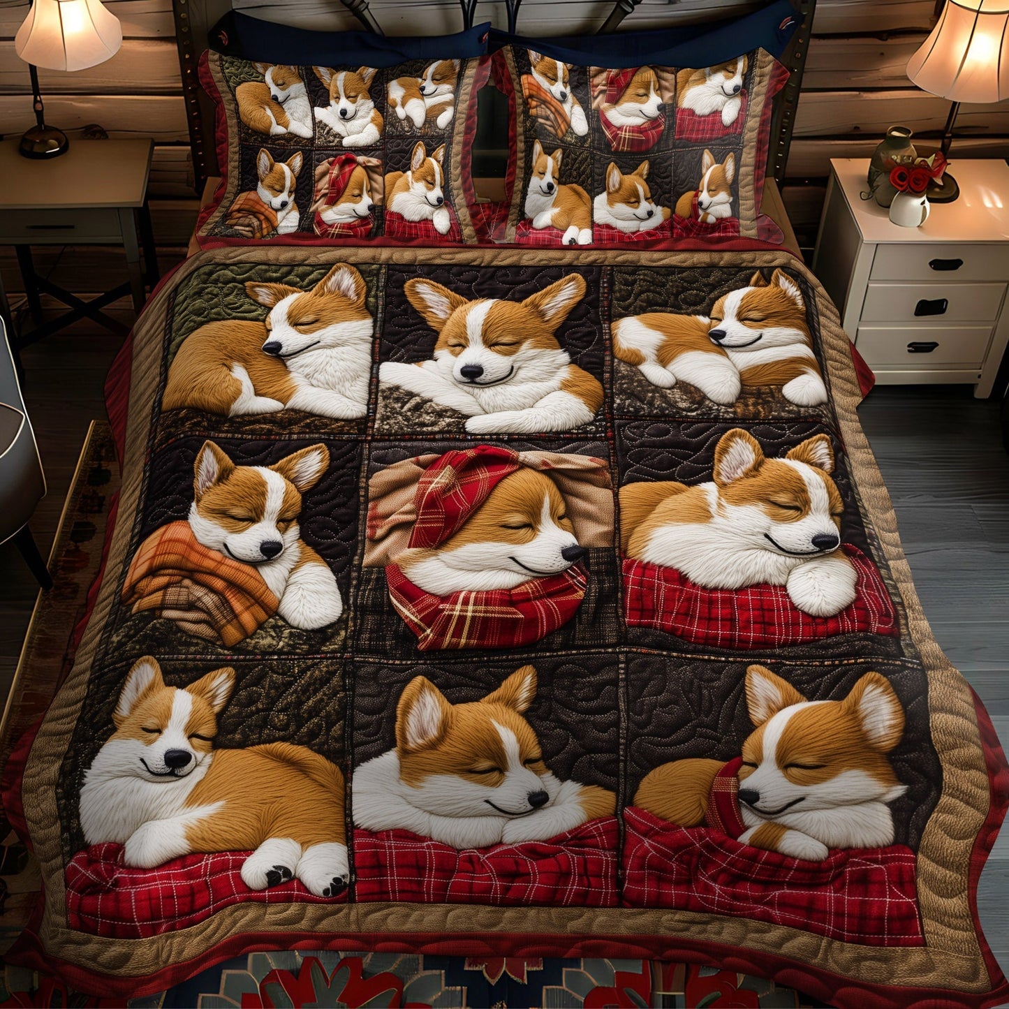 Corgi Joyride 3-Piece Quilted Bedding Set - Single (59" x 70")