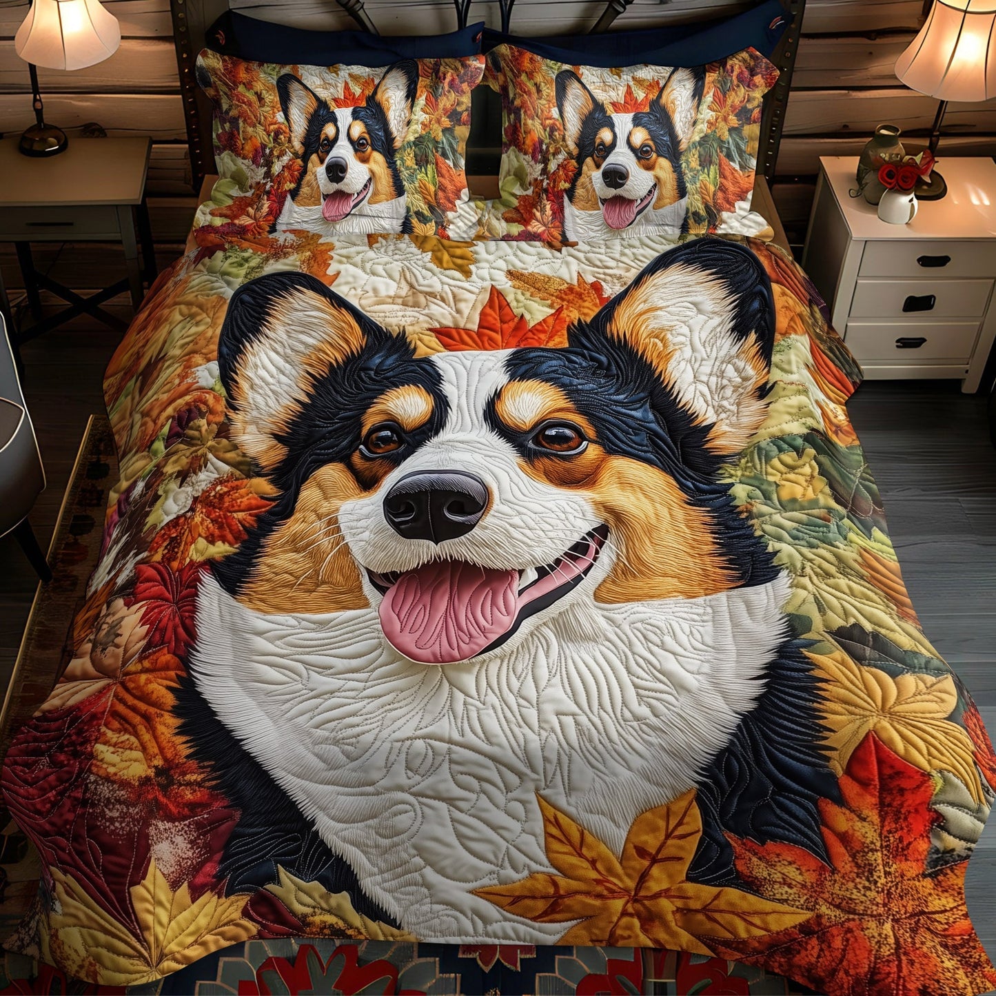 Corgi Love 3-Piece Quilted Bedding Set - Single (59" x 70")