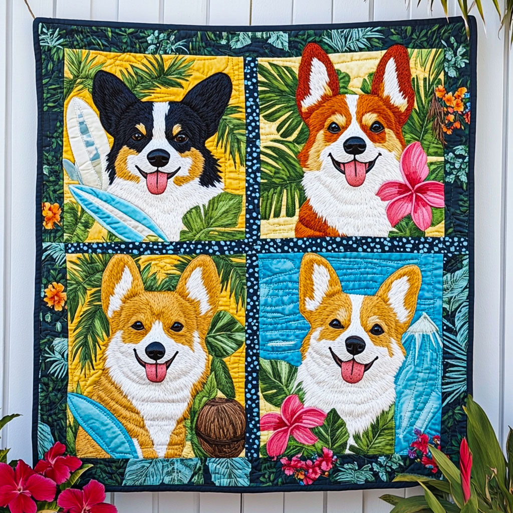 Corgi Luau Quilted Blanket - Baby (30" x 40")