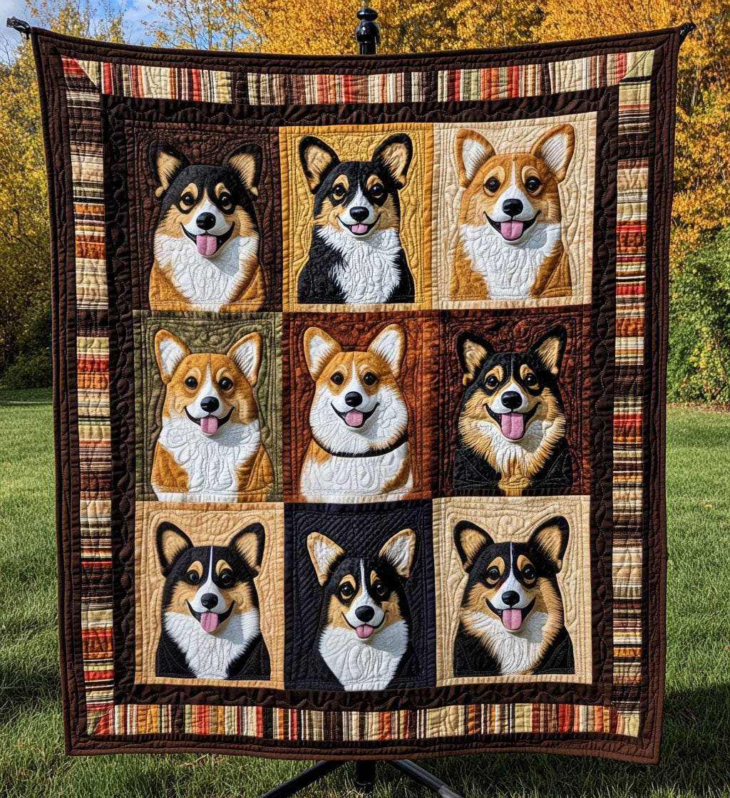 Corgi Paws and Dreams Quilted Blanket - Throw (55" x 60")
