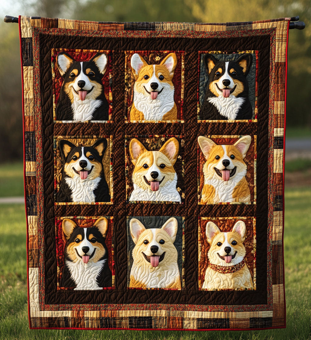Corgi Playtime Quilted Blanket - Throw (55" x 60")