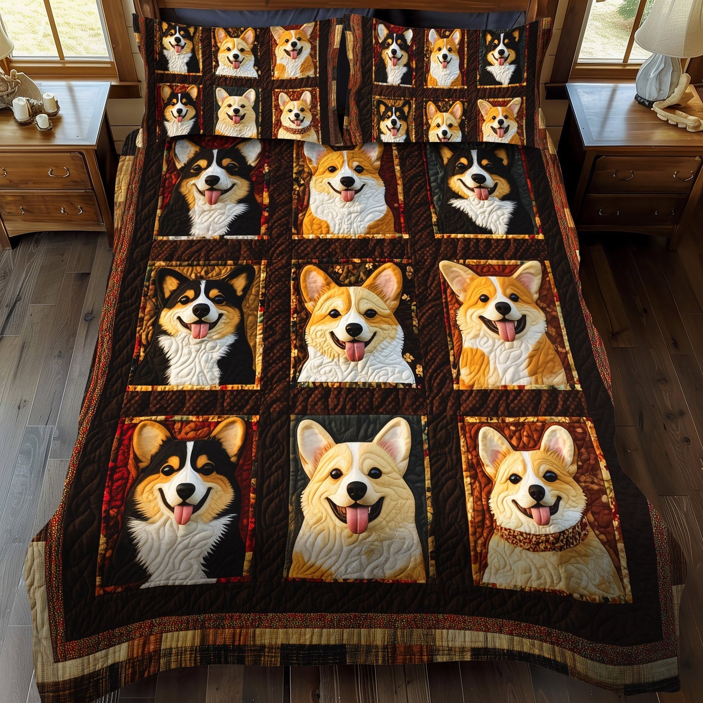 Corgi Playtime 3-Piece Quilted Bedding Set - Single (59" x 70")