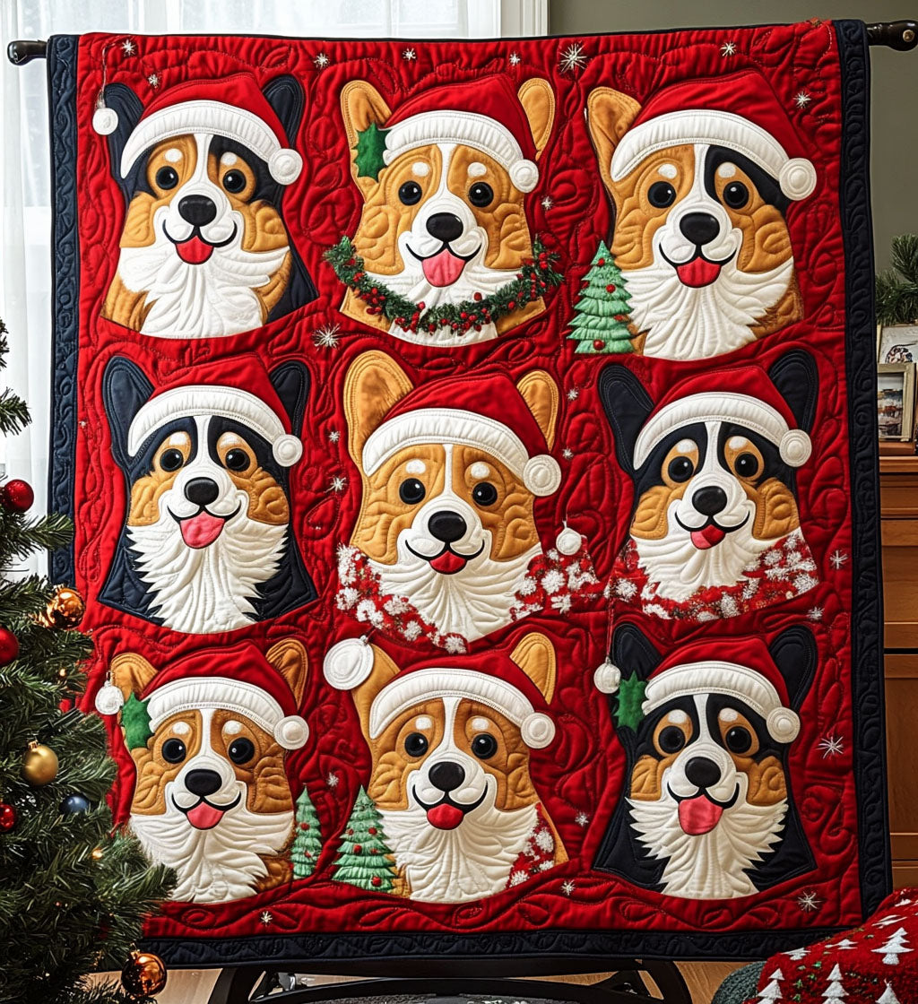 Corgi Snuggle Patch Quilted Blanket - Throw (55" x 60")