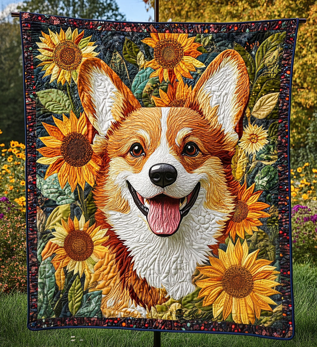 Corgi Sunshine Smiles Quilted Blanket - Throw (55" x 60")