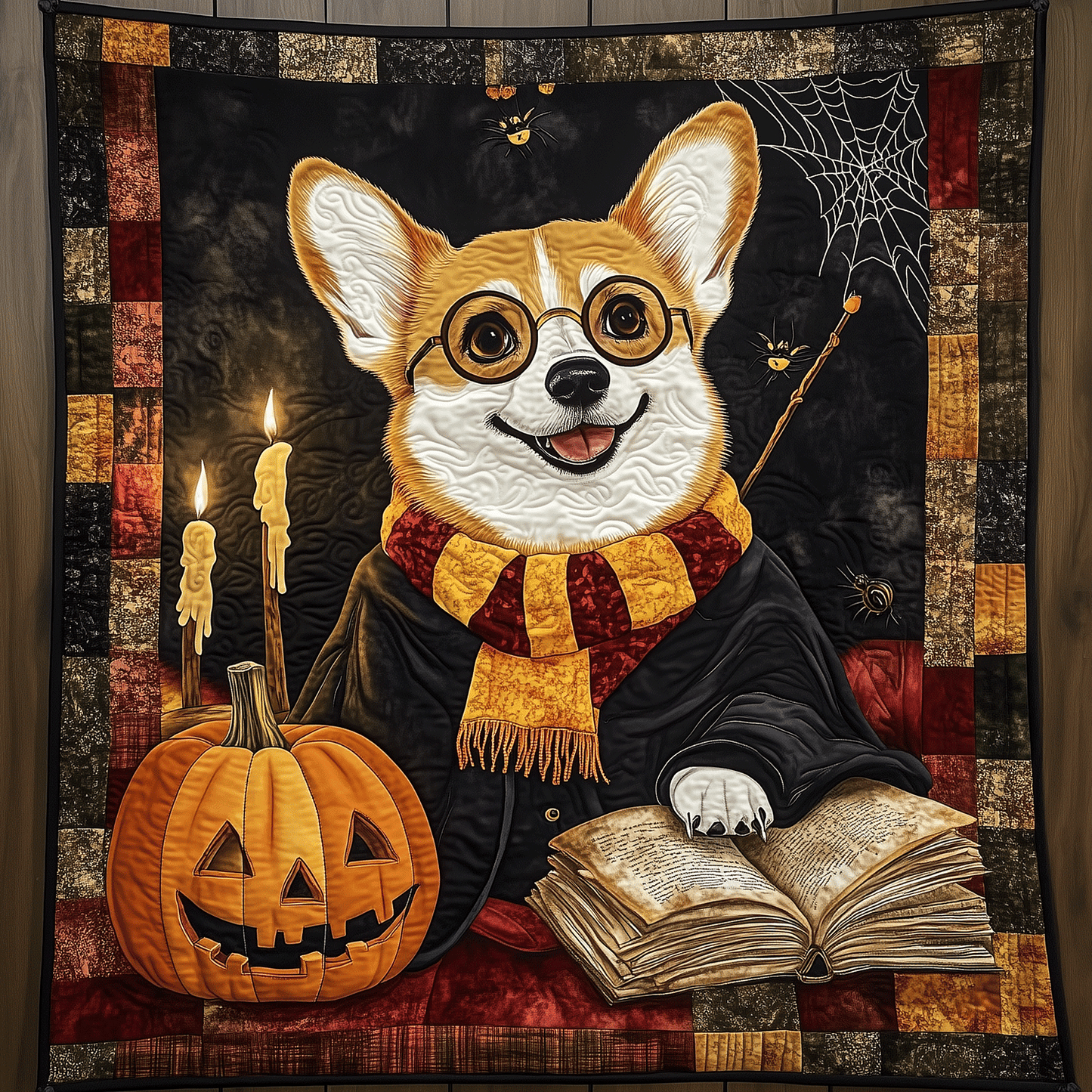 Corgi Witchcraft Quilted Blanket - Throw (55" x 60")