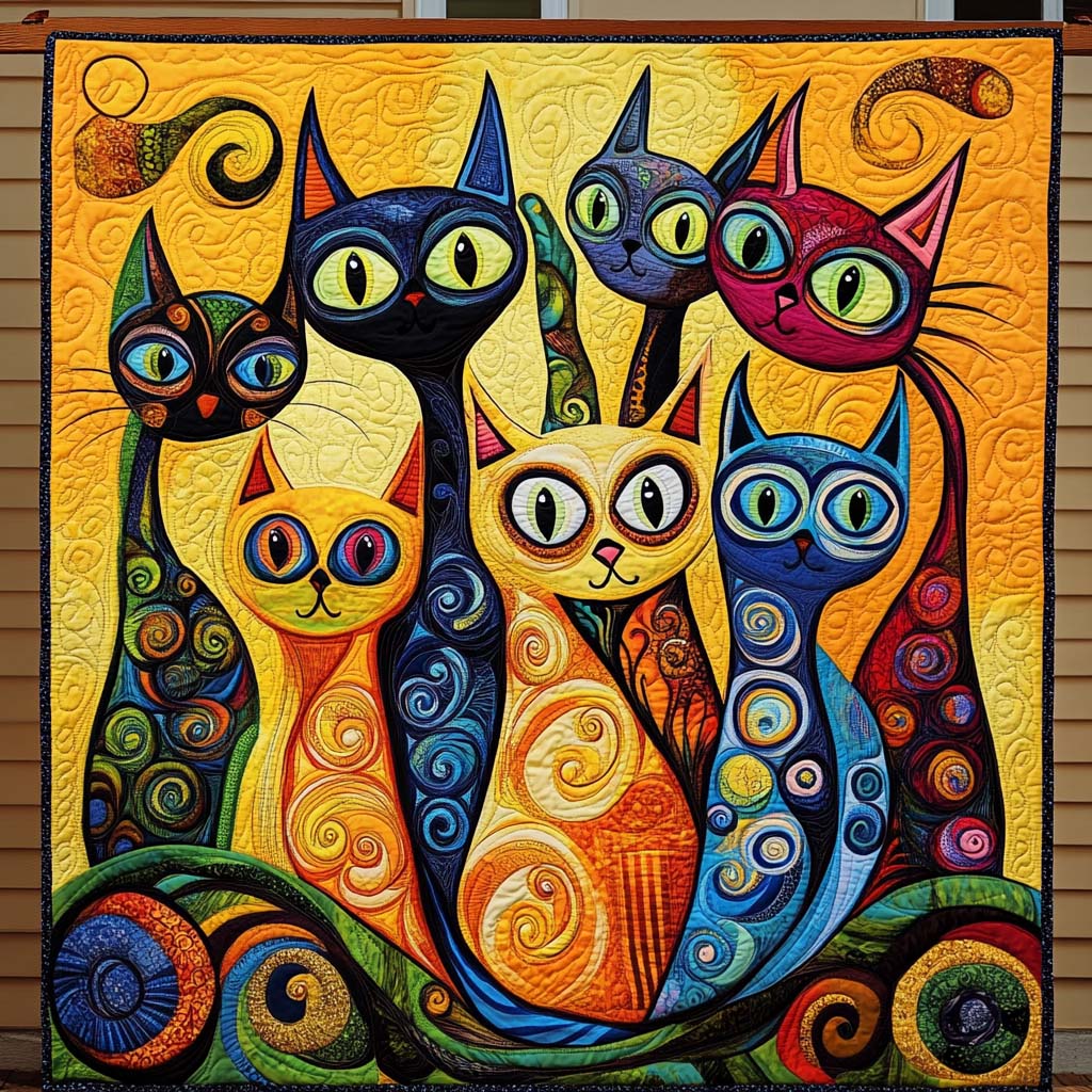 Cosmic Cat Quilted Blanket - Throw (55" x 60")