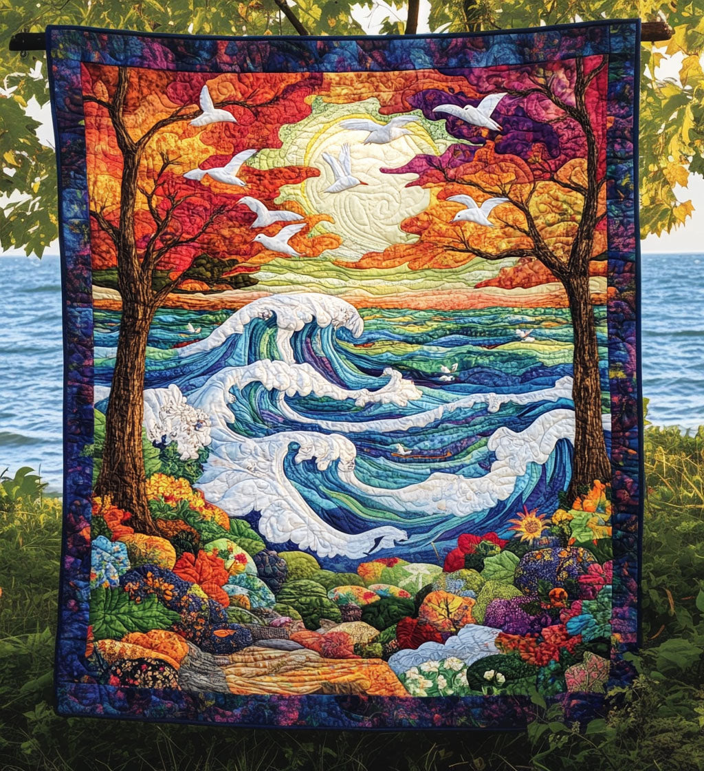 Cosmic Hippie Dreamscape Quilted Blanket - Throw (55" x 60")