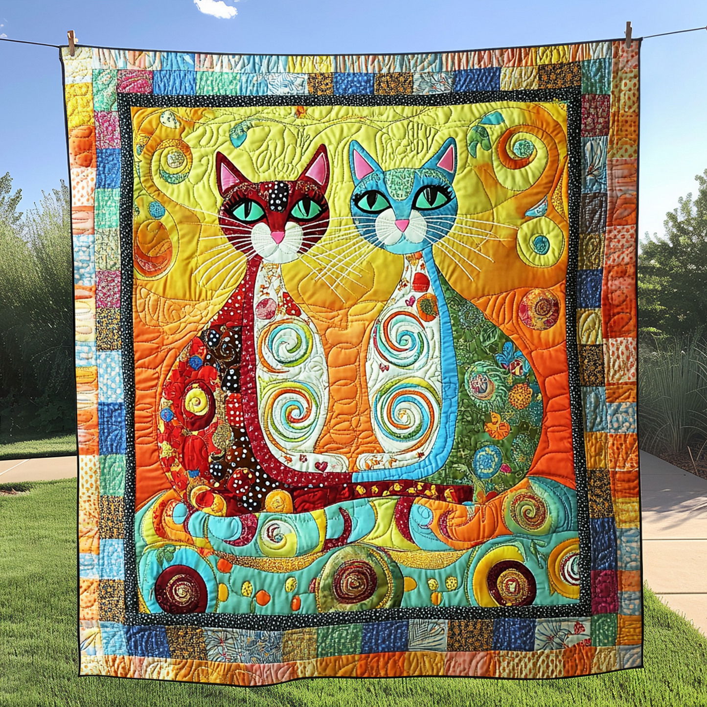 Cosmic Paws Quilted Blanket - Throw (55" x 60")