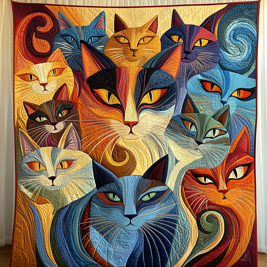 Cosmic Whiskers Quilted Blanket - Throw (55" x 60")