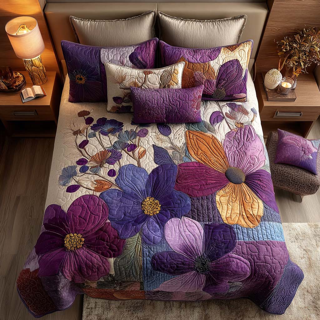 Cottage Blossom 3-Piece Quilted Bedding Set - Single (59" x 70")