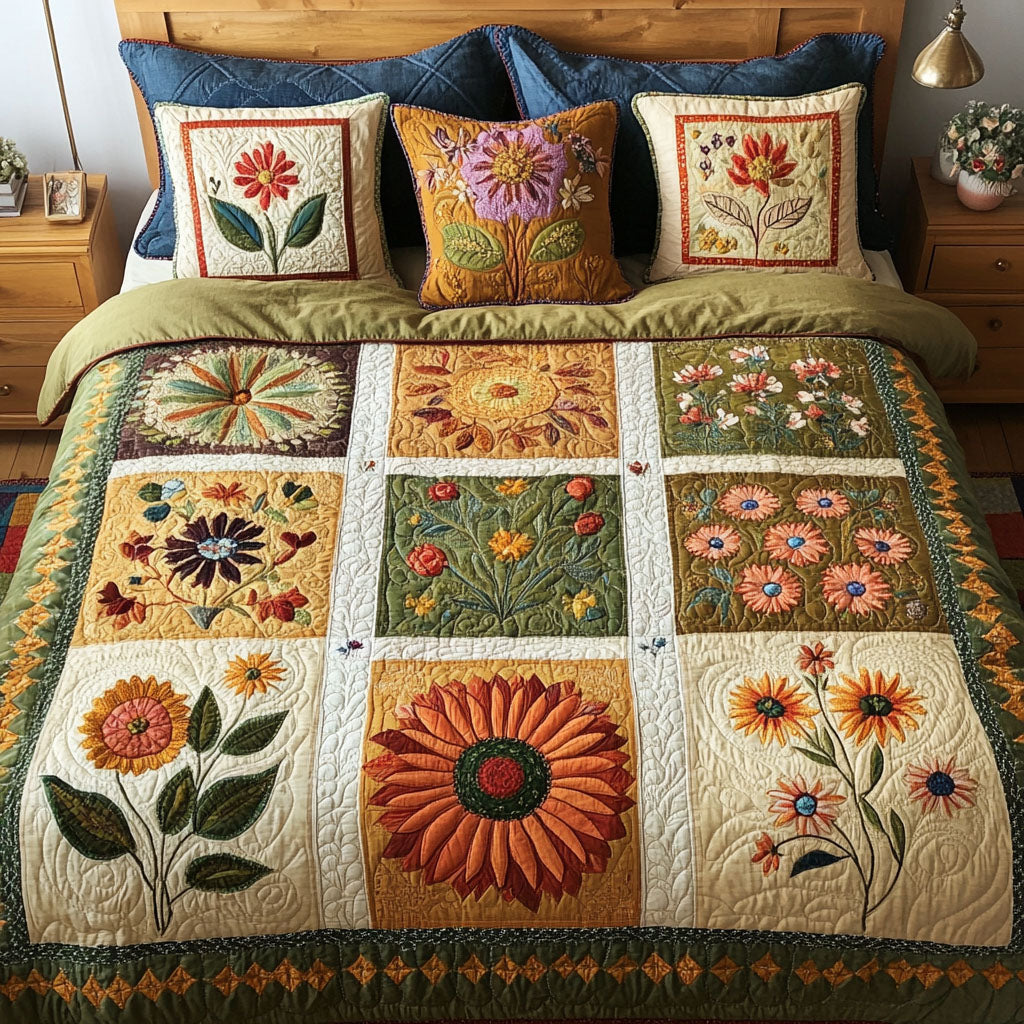 Cottage Flora 3-Piece Quilted Bedding Set - Single (59" x 70")