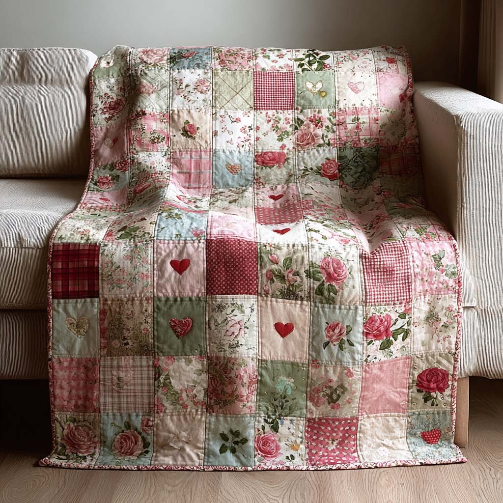Cottage Rose Patchwork Quilted Blanket - Baby (30" x 40") - Pack 1