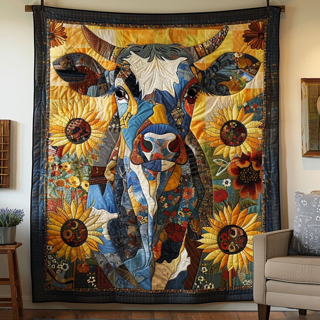 Country Charm Cow Quilted Blanket - Throw (55" x 60")