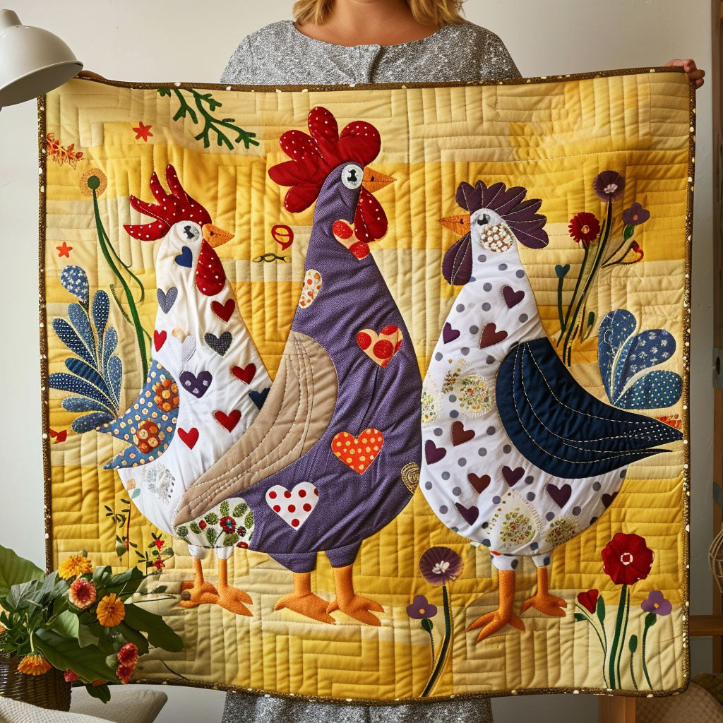 Country Cluck Quilted Blanket - Throw (55" x 60")