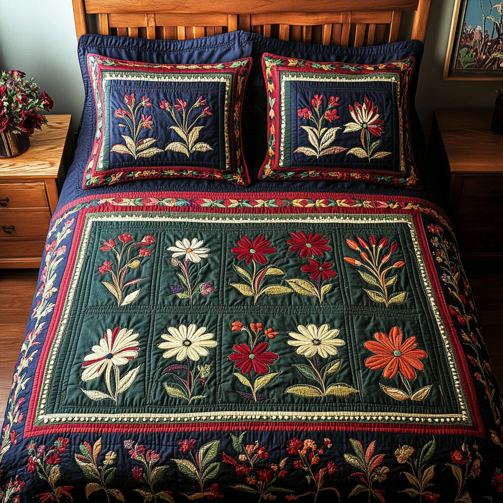 Country Bloom 3-Piece Quilted Bedding Set - Single (59" x 70")