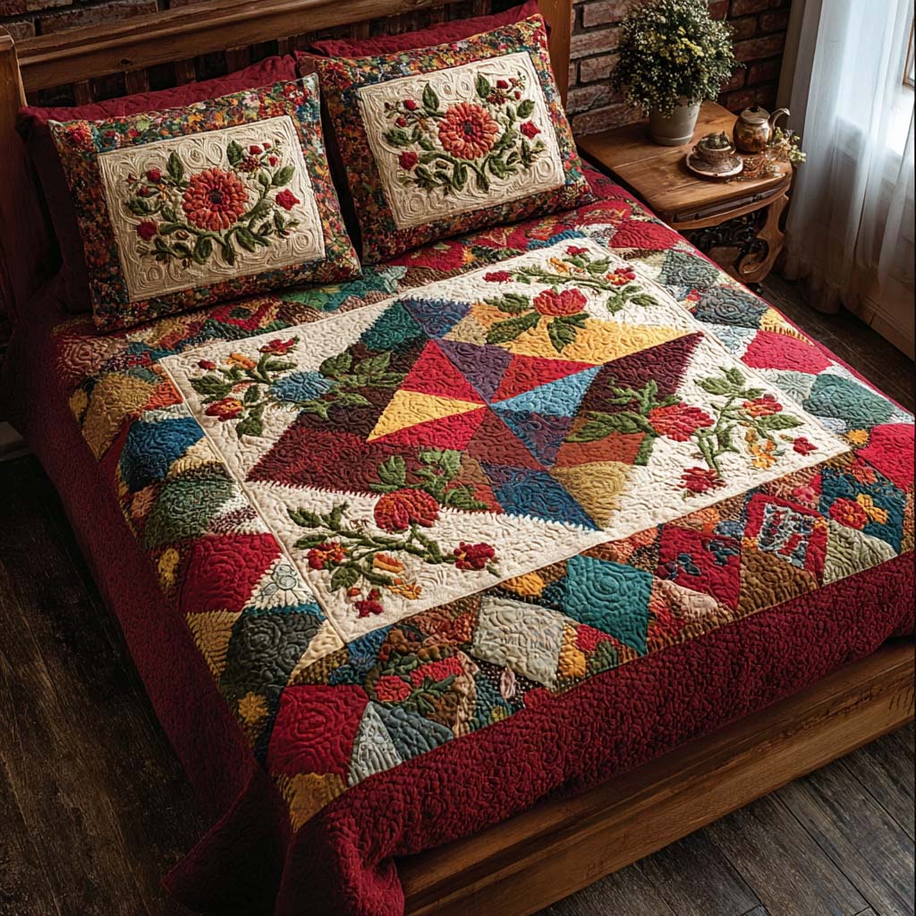 Country 3-Piece Quilted Bedding Set - Single (59" x 70")