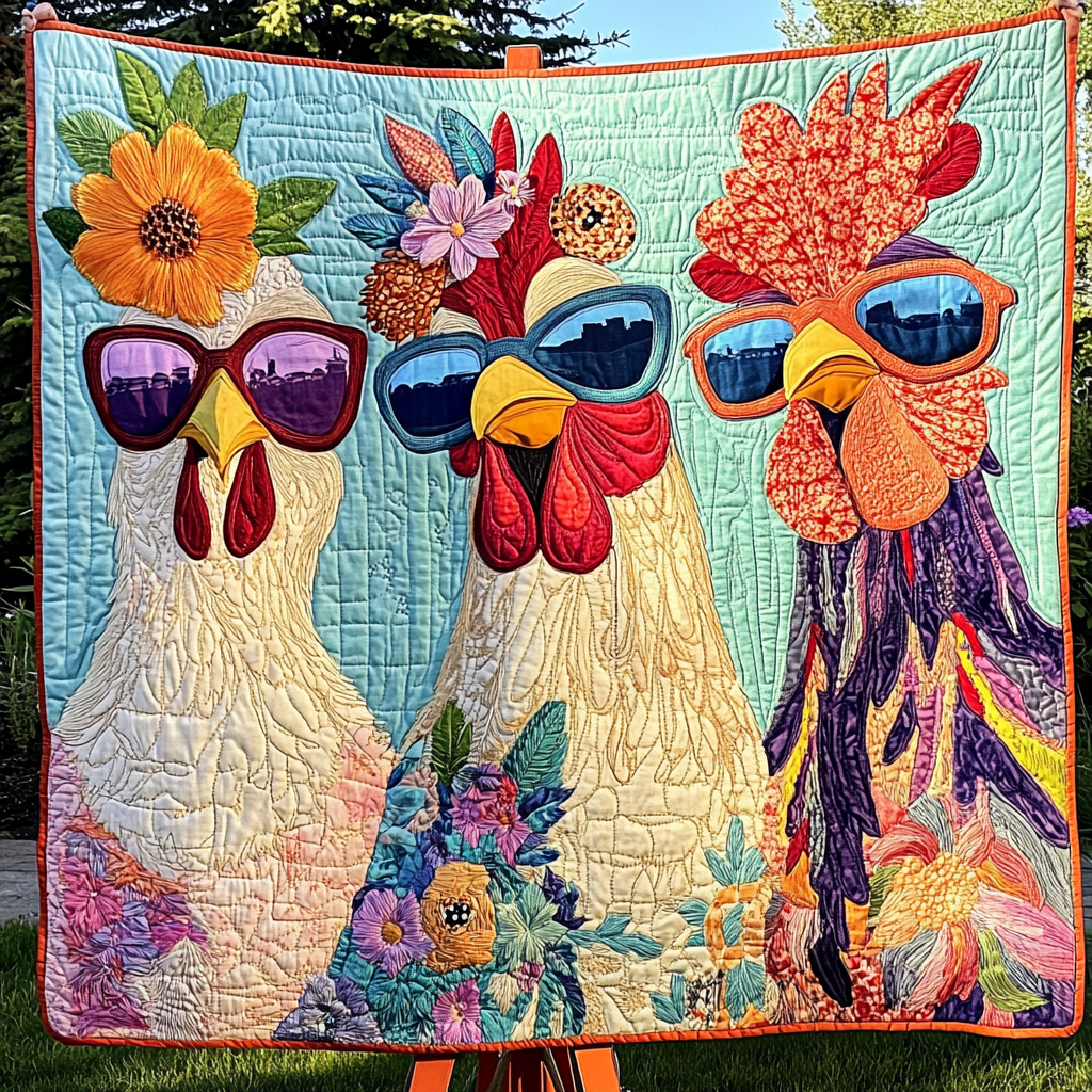 Country Cluckers Quilted Blanket - Throw (55" x 60")