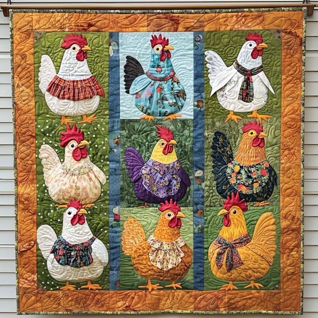 Country Cluckers Quilted Blanket - Throw (55" x 60")