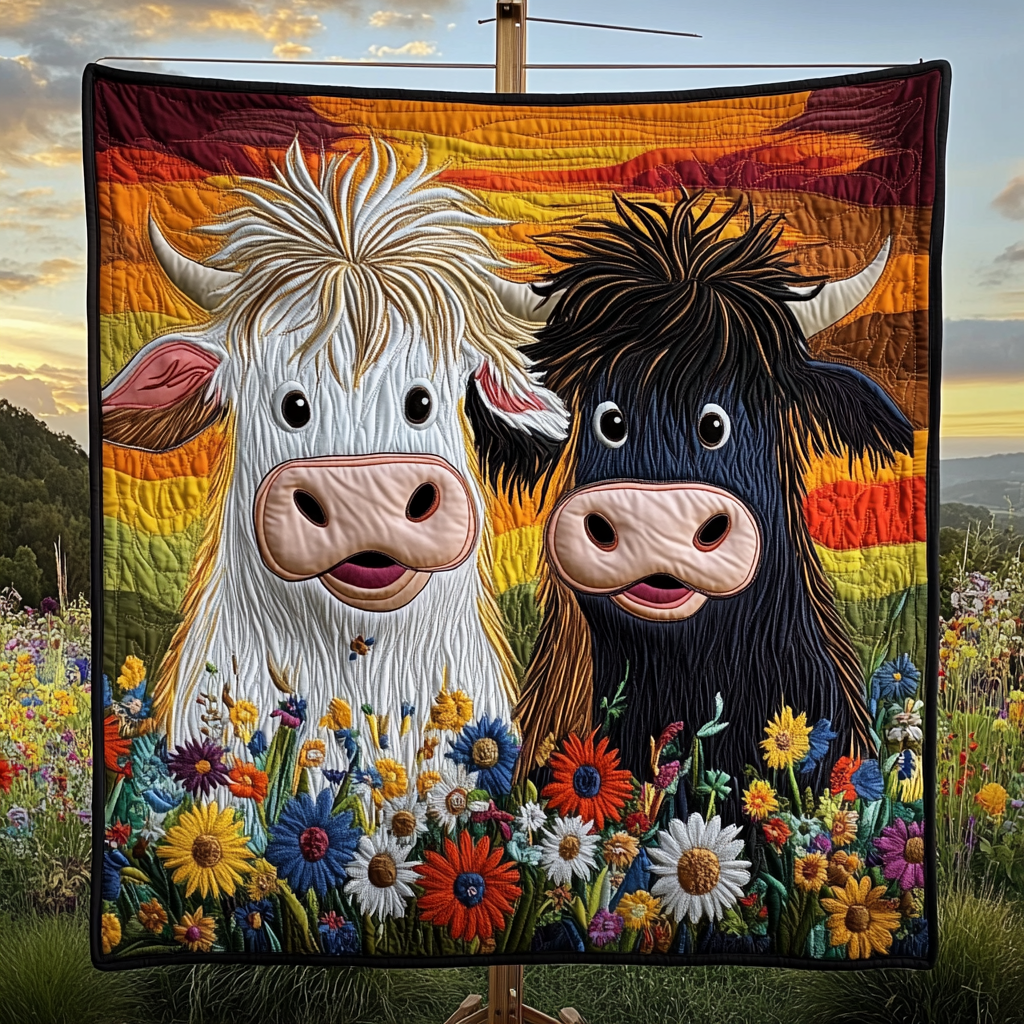 Country Cow Charm Quilted Blanket - Throw (55" x 60")