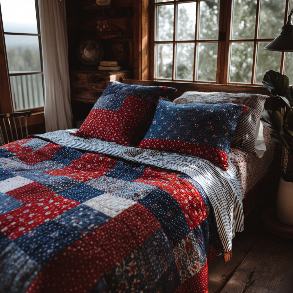 Country Floral Freedom 3-Piece Quilted Bedding Set - Single (59" x 70")