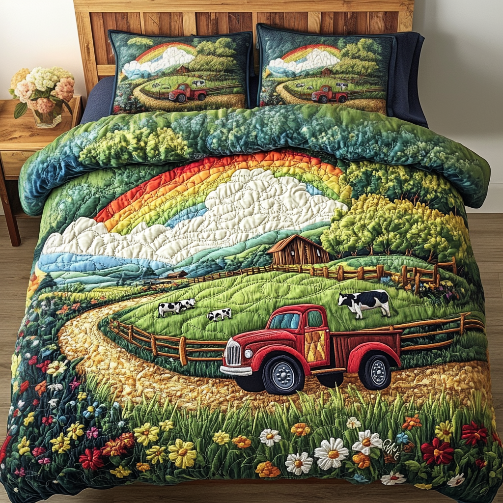 Country Roads 3-Piece Quilted Bedding Set - Single (59" x 70")