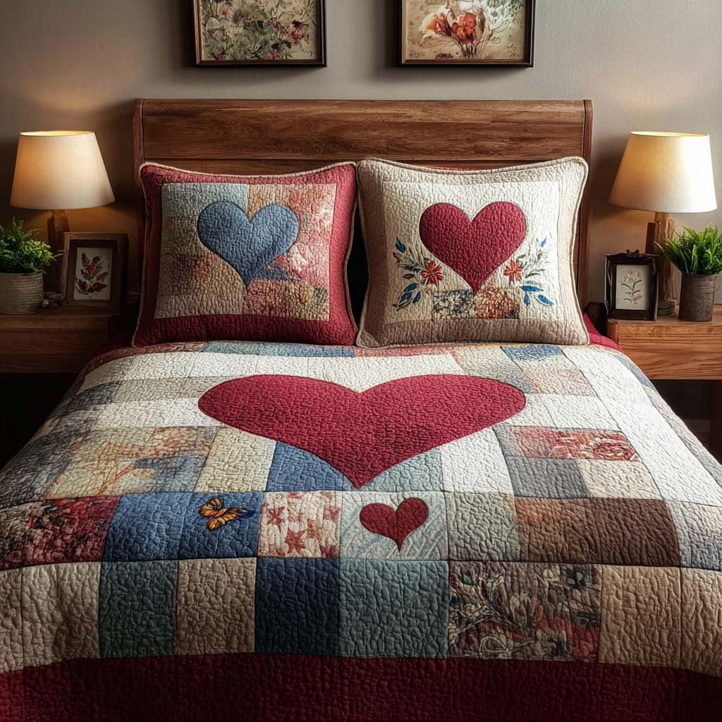 Country Sweetheart 3-Piece Quilted Bedding Set - Single (59" x 70")