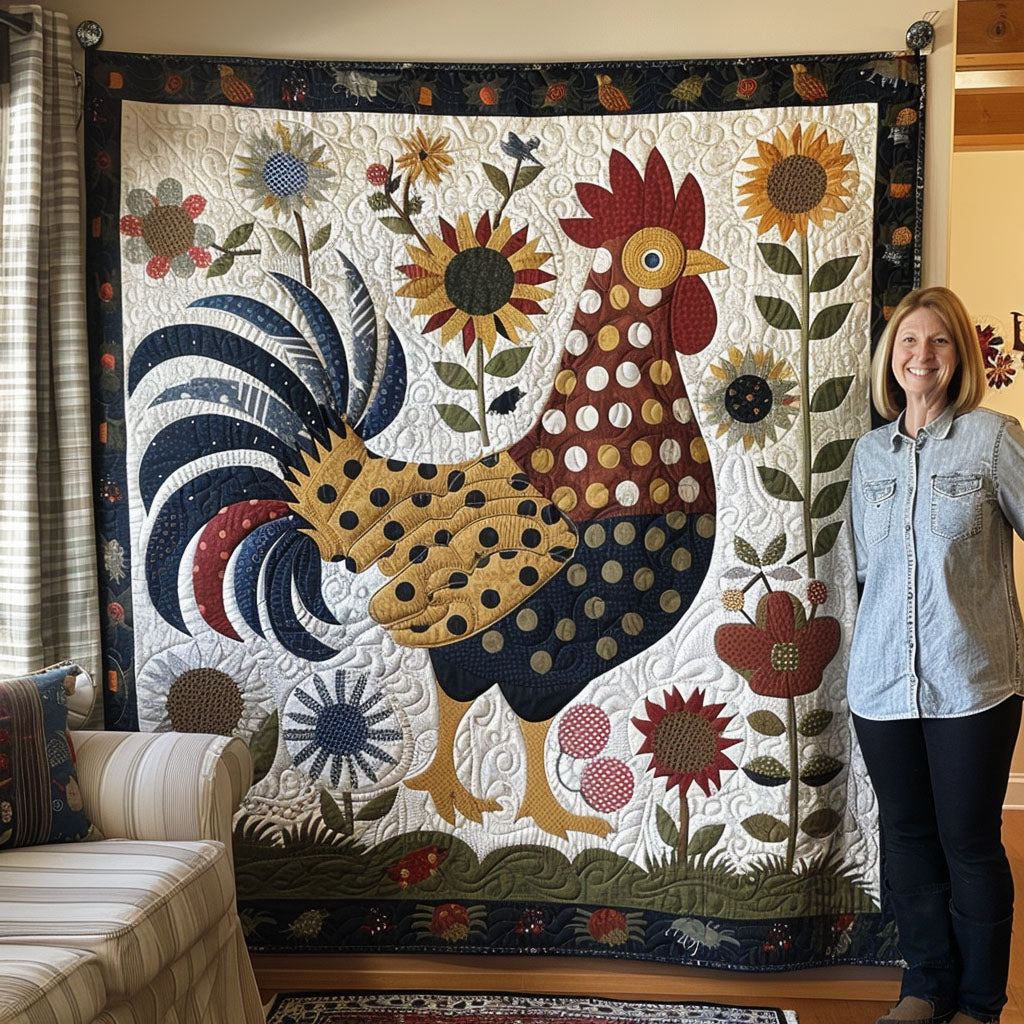 Countryside Cluck Quilted Blanket - Throw (55" x 60")