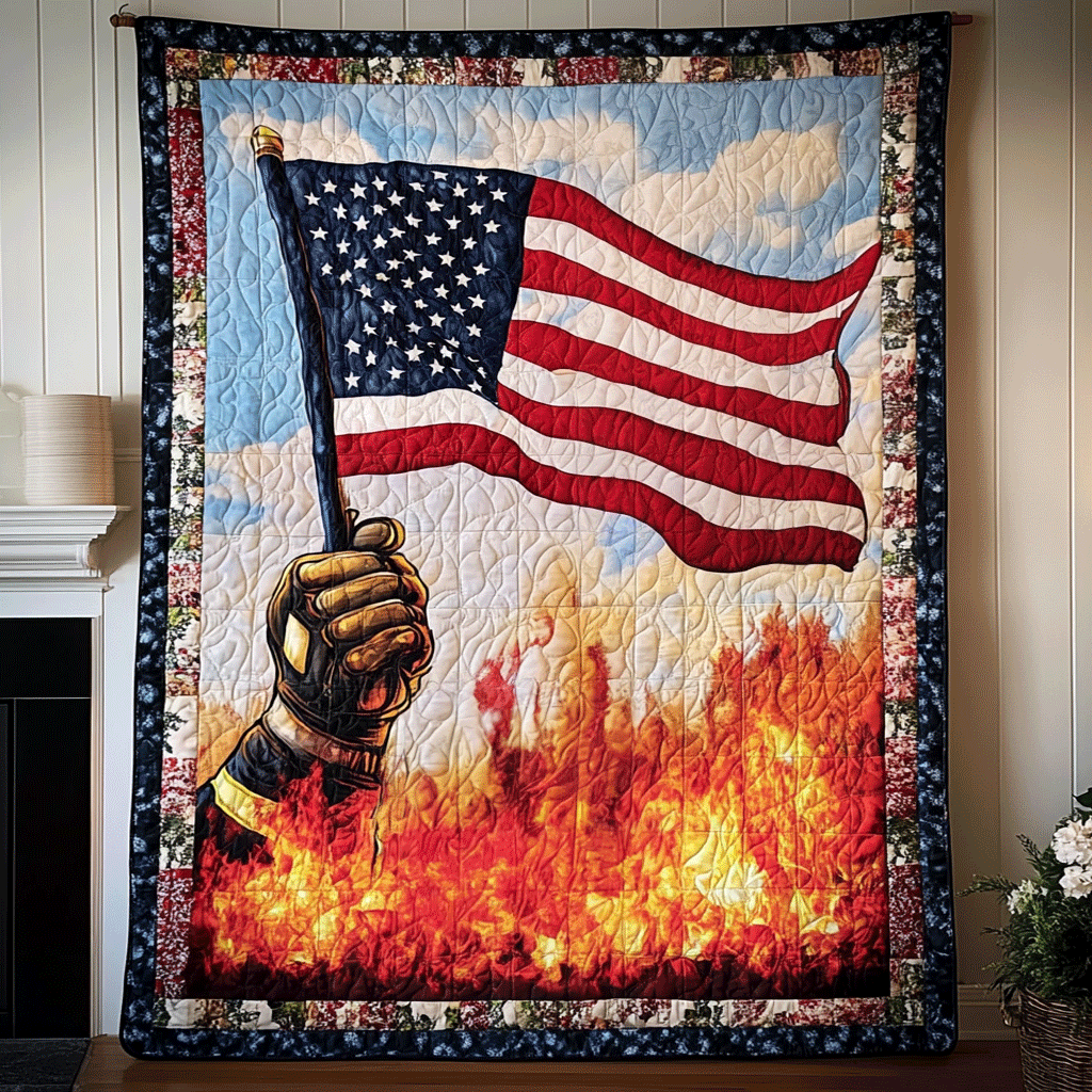 Courage Under Fire Quilted Blanket - Throw (55" x 60")