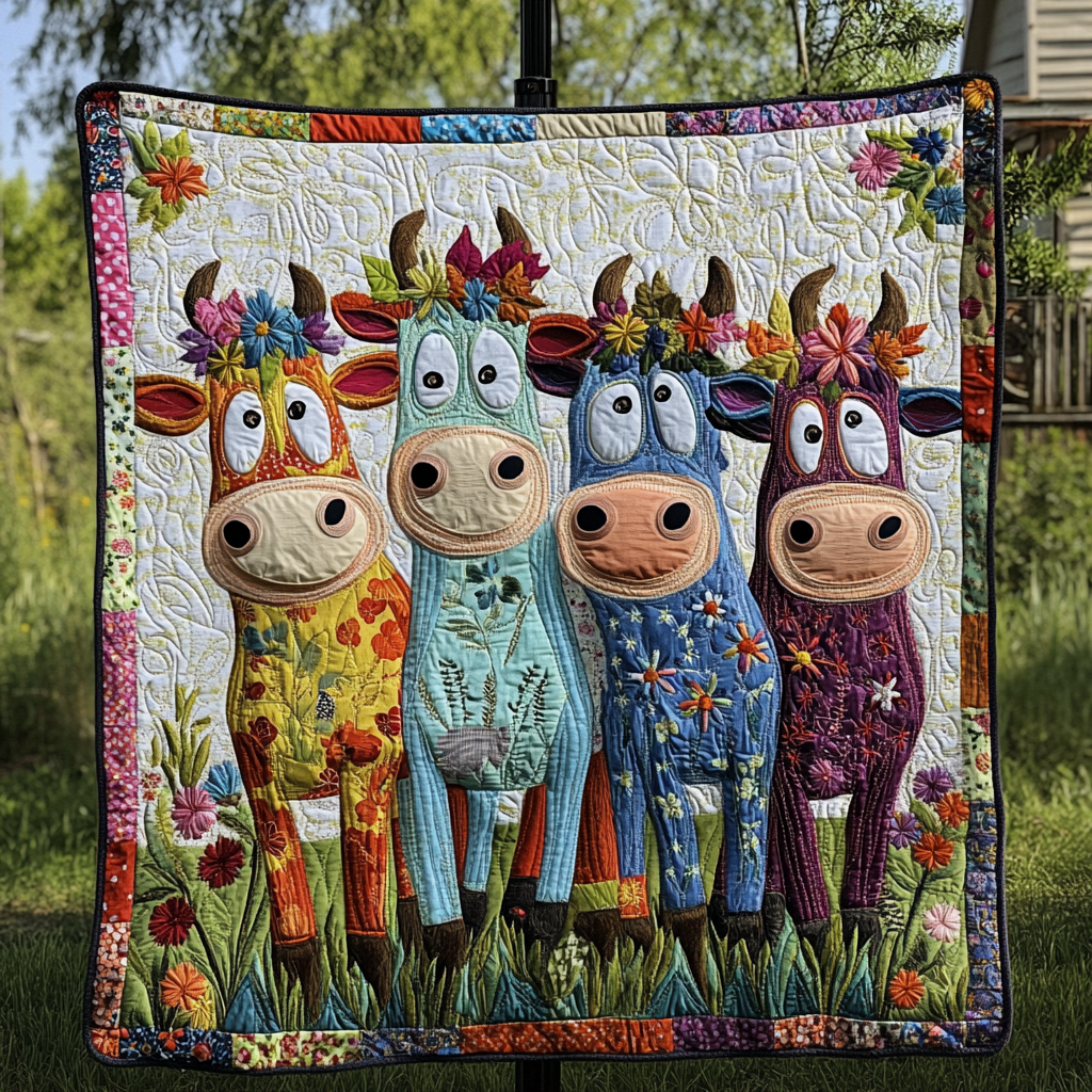 Cow Blossom Quilted Blanket - Baby (30" x 40")