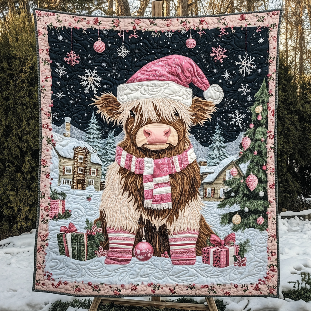 Cow down to Christmas Quilted Blanket - Throw (55" x 60")