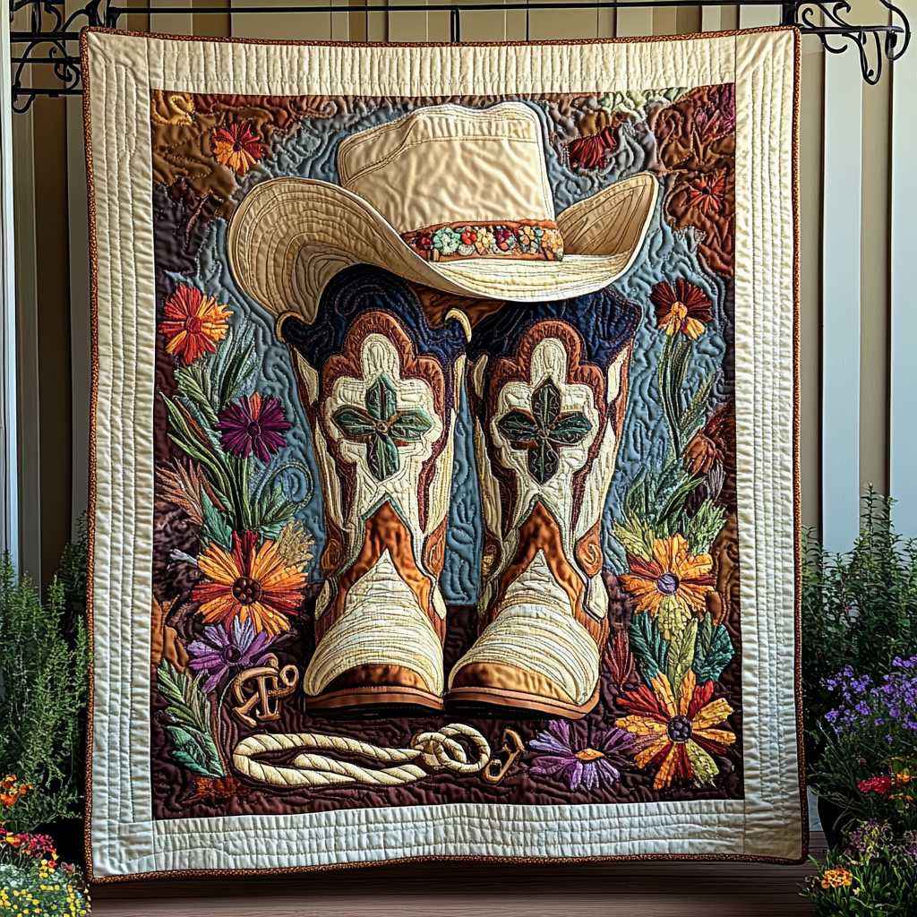 Cowboy Charm Quilted Blanket - Throw (55" x 60")