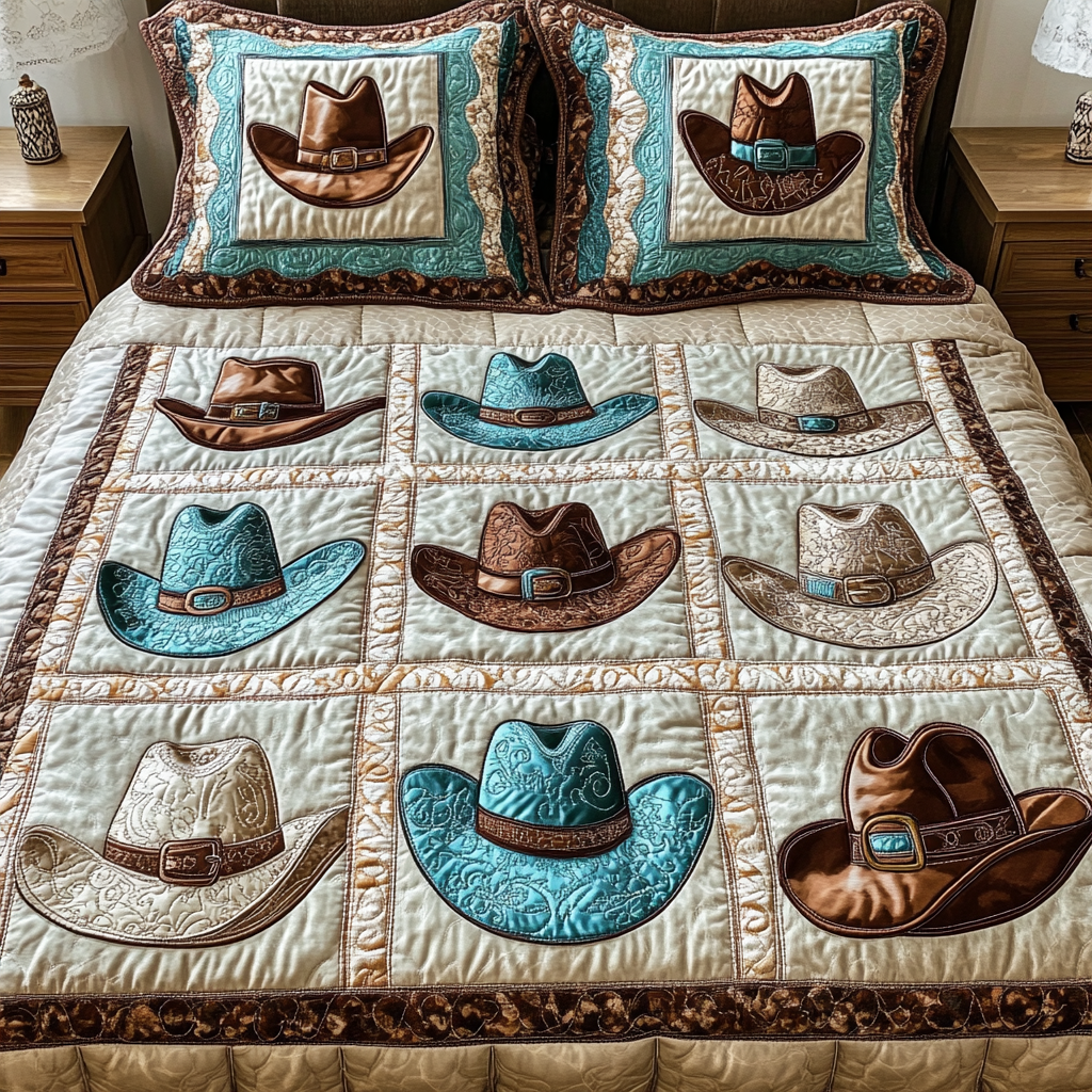 Cowboy Country 3-Piece Quilted Bedding Set - Single (59" x 70")