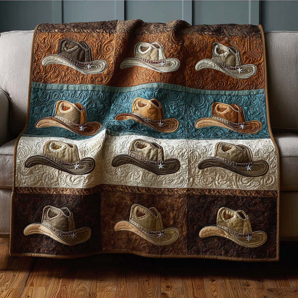 Cowboy Hats Quilted Blanket - Baby (30" x 40") - Pack 1