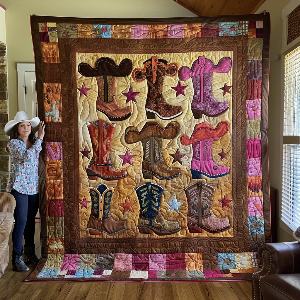 Cowgirl Charm Quilted Blanket - Throw (55" x 60")