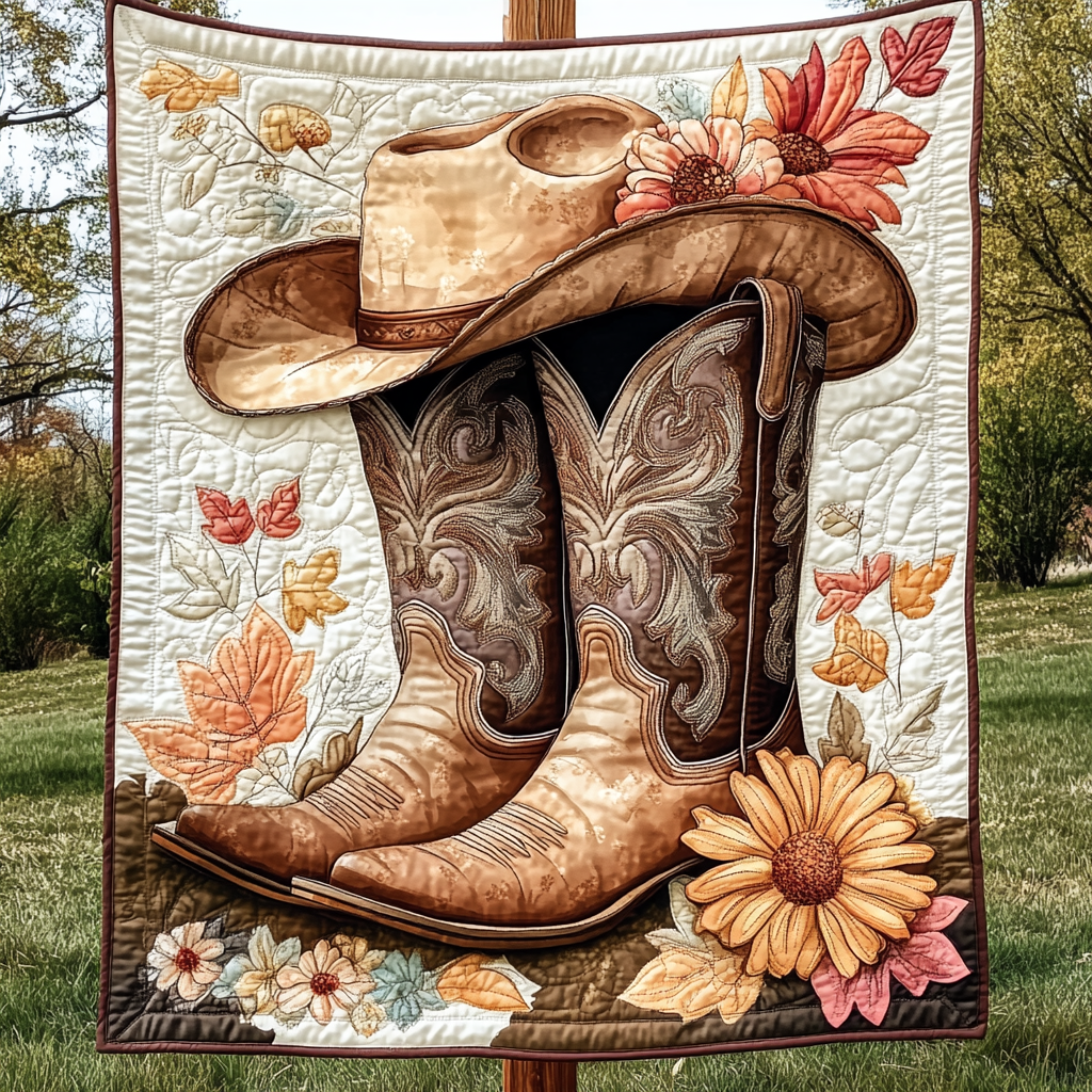 Cowgirl Sunshine Quilted Blanket - Throw (55" x 60")