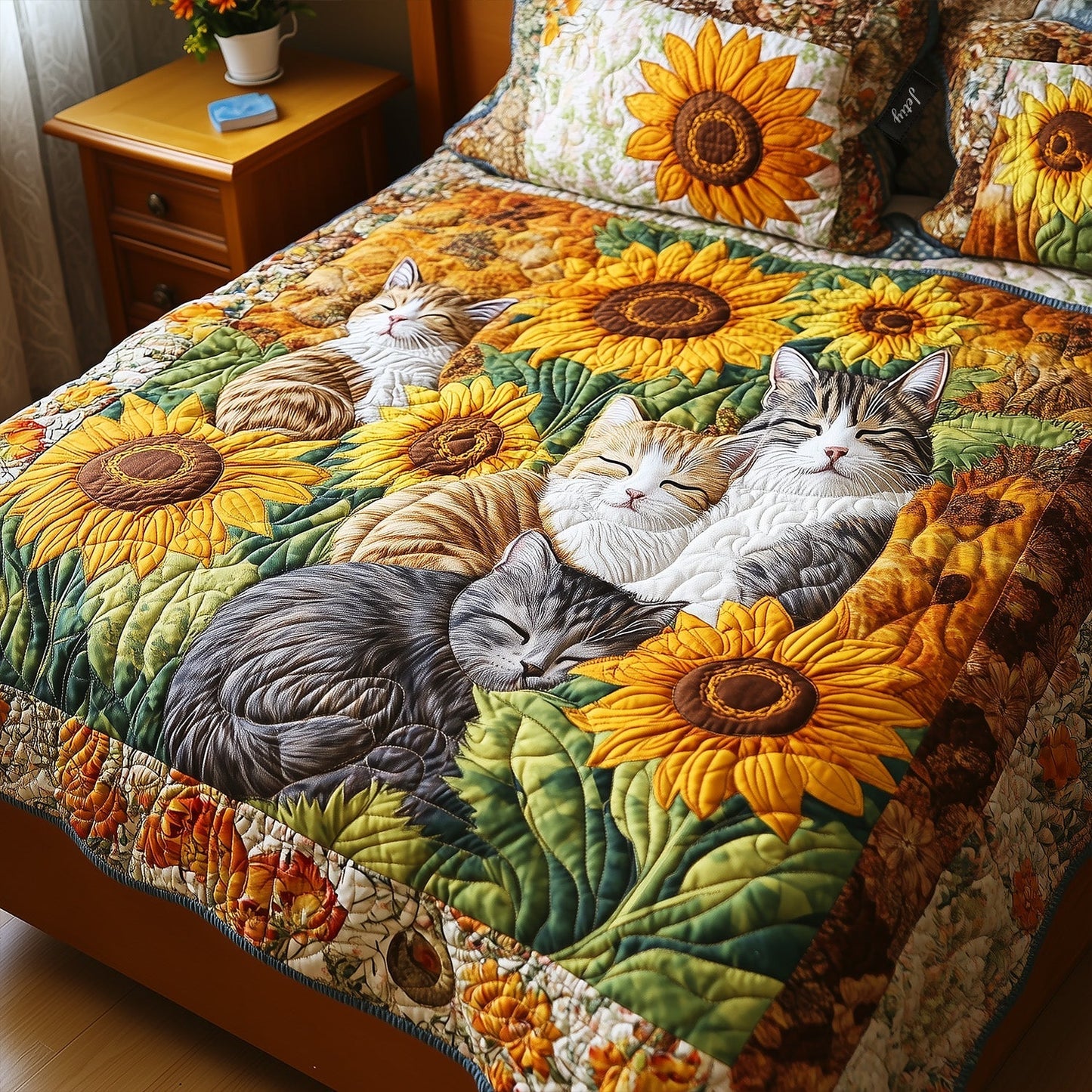 Cozy Cat Companions Quilted Blanket - Throw (55" x 60")