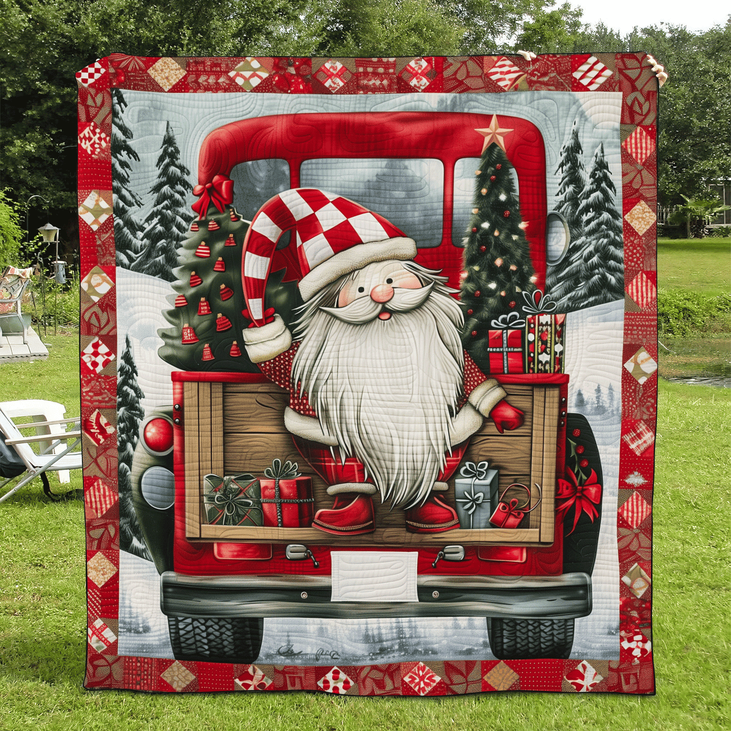 Cozy Gnome Quilted Blanket - Throw (55" x 60")