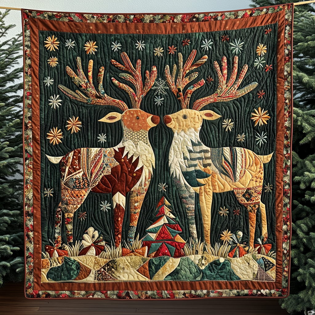 Cozy Antlers Quilted Blanket - Throw (55" x 60")