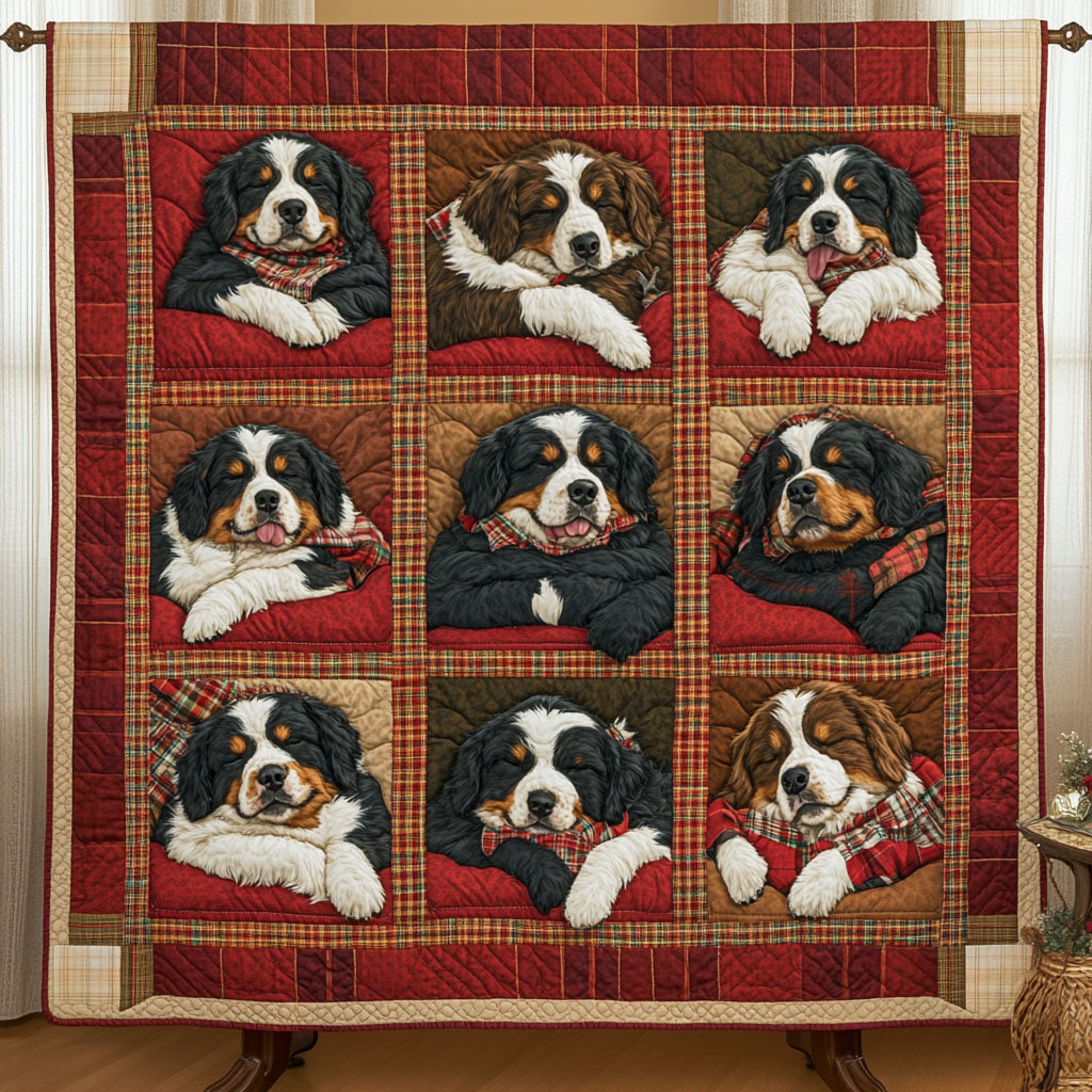 Cozy Bernese Companion Quilted Blanket - Throw (55" x 60")