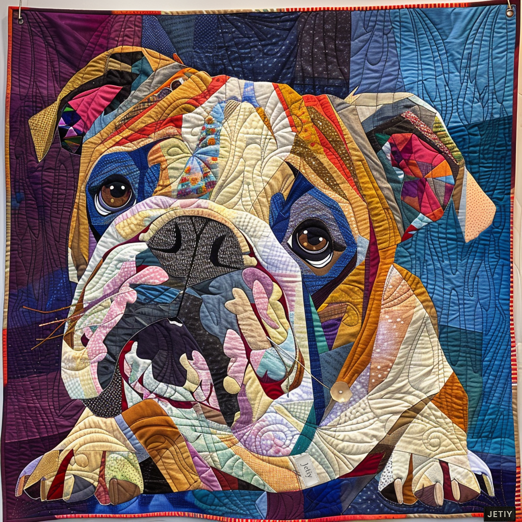 Bulldog Personalized Quilted Blanket - Throw (55" x 60") - No