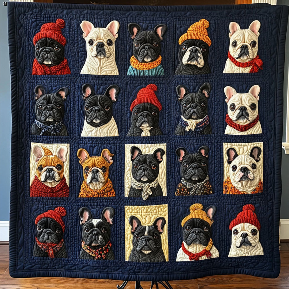 Cozy Bulldog Wonderland Quilted Blanket - Throw (55" x 60")