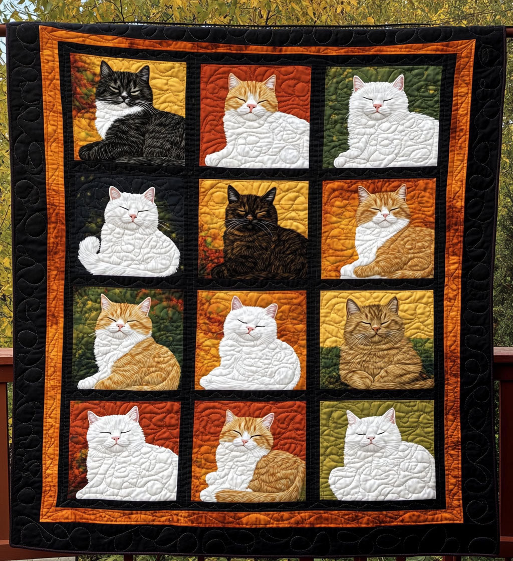 Cozy Cat Christmas Quilted Blanket - Throw (55" x 60")