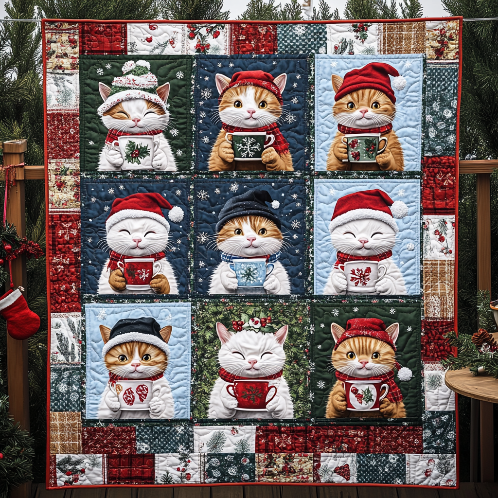 Cozy Cats Quilted Blanket - Throw (55" x 60")